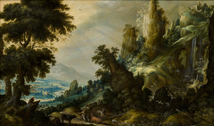 Mountain Landscape with Waterfall by Kerstiaen de Keuninck