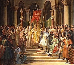 Philippe Auguste prend l'oriflamme à Saint-Denis, 24 juin 1190 by Pierre Révoil