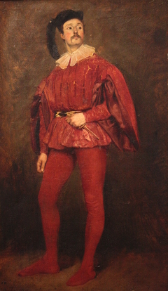 Portrait d'homme vêtu d'un costume rouge by Achille Devéria