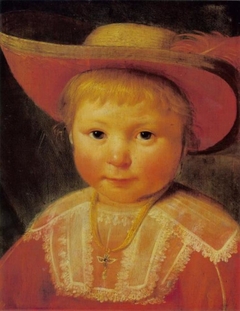 Portrait of a Child with a Red Lined Straw Hat by Jacob Gerritsz Cuyp