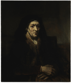 Portrait of a Seated Woman with Her Hands Clasped by Rembrandt