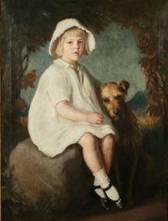 Portrait of girl with dog by William McGregor Paxton