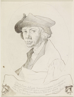 Portret van Lucas van Leyden, in ovaal naar links by Andries Jacobsz. Stock