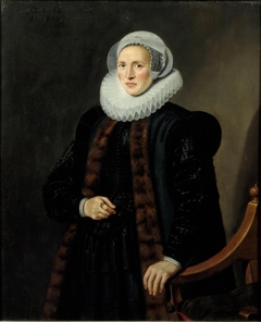 Portret van Mayken Baccher (1565-1612), echtgenote van Hans Martens by Abraham Vinck