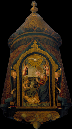 Processional Standard with the Adoration of the Child by the Virgin, Saint John Baptist and Angels by Neri di Bicci