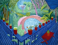 Red Pots in the Garden by David Hockney