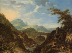 Rheinlandschaft mit Reisenden by Herman Saftleven