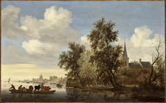 River Landscape with a Ferry by Salomon van Ruysdael