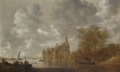 River Landscape with Castle and Ferry Boats by Jan van Goyen