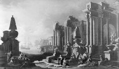 Ruins, Columns and a Triumphal Arch by Pietro Capelli