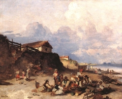 Scene by the River Tisza by Pál Böhm