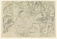 Schetsblad met diverse studies van mensen by Leo Gestel