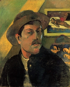 Self-portrait with hat by Paul Gauguin