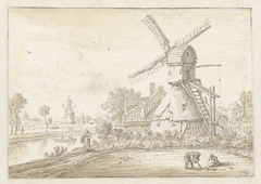 Slijpmolen te Utrecht by Herman Saftleven