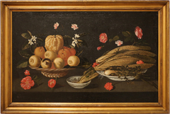 Still life with fruit, vegetables and flowers by Josefa de Óbidos