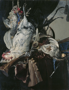 Still life with game and hunting gear by Willem van Aelst