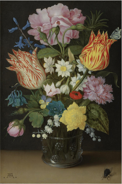 Still Life with Tulips, Roses, Narcissus and other Flowers in a Beaker by Ambrosius Bosschaert