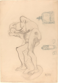 Study of a Nude Old Woman Clenching Her Fists, and Two Decorative Objects by Gustav Klimt