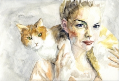 Swedish Girl With Cat by Stefan Harris