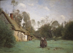 Thatched Cottage in Normandy by Jean-Baptiste-Camille Corot