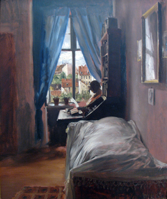 The bedroom of the artist in the Ritterstraße by Adolph von Menzel