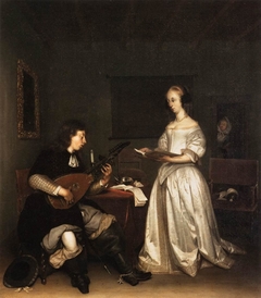 The Duet - Singer and Theorbo Player by Gerard ter Borch