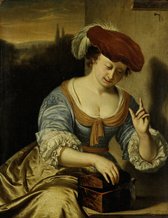 The flown bird: allegory on the loss of virginity by Frans van Mieris the Elder