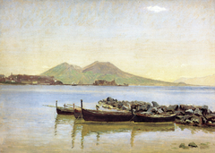 The Gulf of Naples with Vesuvius in the Background by Christen Købke