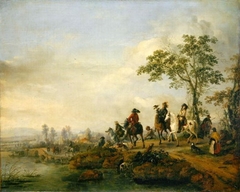 The return home from the hawk hunt by Philips Wouwerman