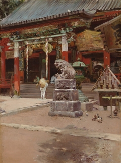 The Temple Court of Fudo Sama at Meguro, Tokyo by Robert Frederick Blum