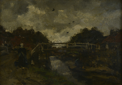 The wooden bridge by Jacob Maris