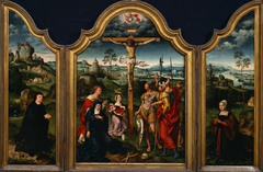 Triptych: The Crucifixion Flanked by the Kneeling Donor and His Wife by Joos van Cleve