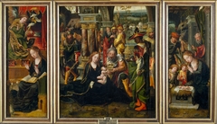 Triptych with the Annunciation, the Adoration of the Magi and the Nativity with Angels and Shepherds by Pieter Coecke van Aelst