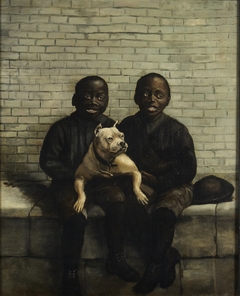 Two Boys with Bulldog by Ida Waugh