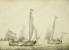 Two Dutch boeier yachts under sail by Willem van de Velde the Elder