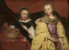 Two girls as Saints Agnes and Dorothea by Michaelina Wautier