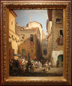 Une fête à Genazzano by Oswald Achenbach