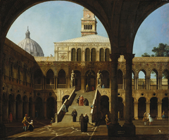 Venice: Capriccio of the Courtyard of the Doges' Palace with the Scala dei Giganti by Canaletto