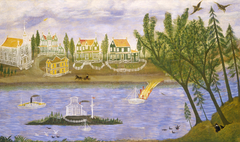 Village by the River by American 19th Century