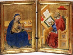 Virgin of Humility (left) and Saint Jerome Translating the Gospel of John (right) by Benedetto di Bindo