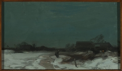 Winter landscape with cottages by Roman Kochanowski