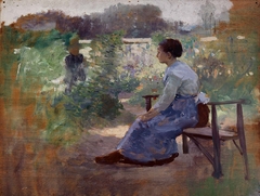 Woman Seated in a Garden by Eliphalet Frazer Andrews