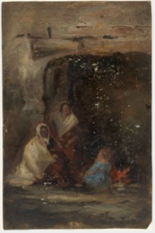 Women of the Joyce Family Seated before a Cottage Fire by William Howis senior