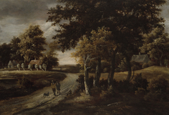 Wooded Landscape with Figures on a Path by Meindert Hobbema