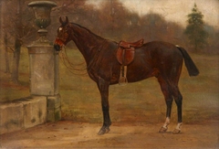 A Horse in a Saddle next to an Urn by George Goodwin Kilburne