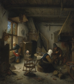 A Peasant Family in a Cottage by Adriaen van Ostade