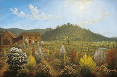 A view of the artist's house and garden, in Mills Plains, Van Diemen's Land by John Glover