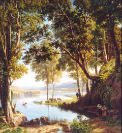 A Wood Scene on the Margin of Keswick Lake (Derwentwater) by William Havell