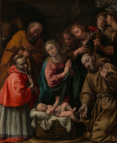 Adoration of the Shepherds with Saints Francis and Carlo Borromeo by Antonio d' Enrico