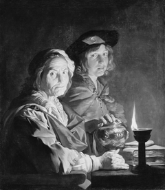 An Old Woman and a Youth by Lamplight by Matthias Stom